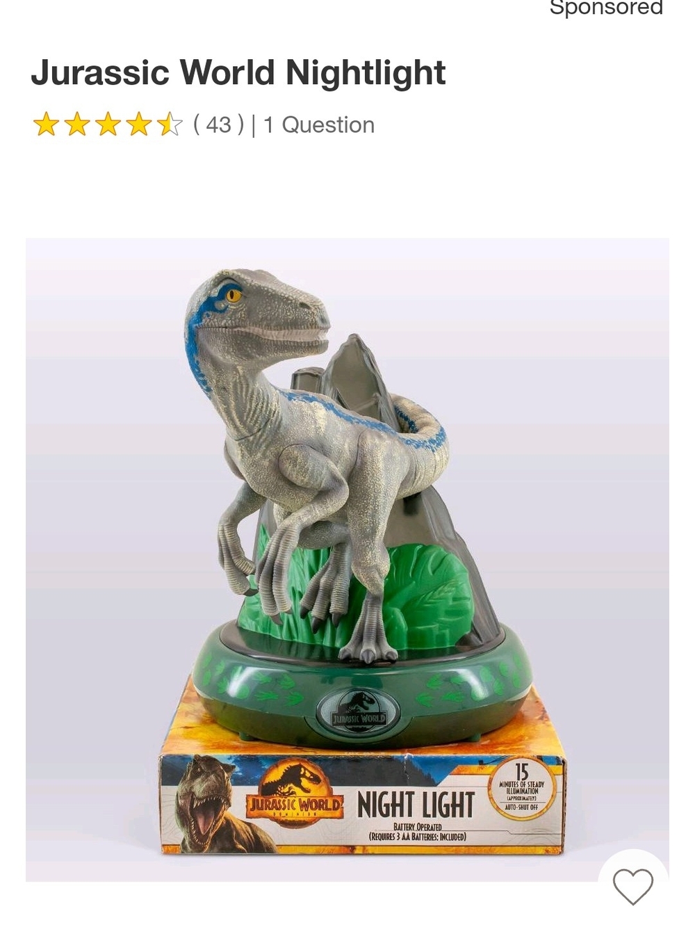 Blue Raptor Night Light - Grey & Blue